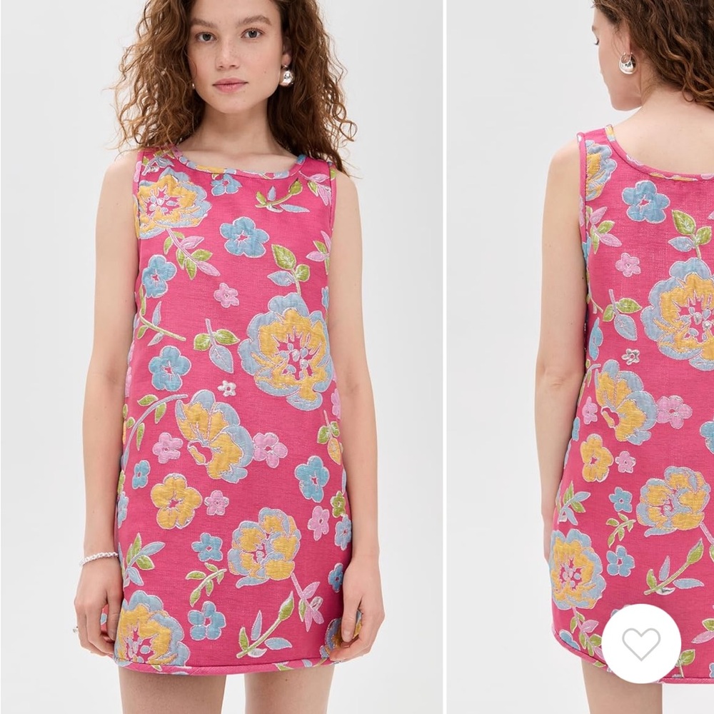Arianne Elmy Swing Tank Pink Floral Embroidered Sleeveless Mini Dress